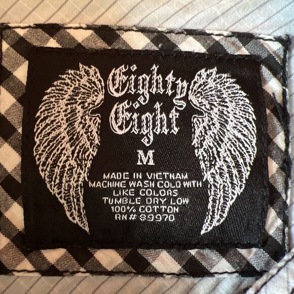 Eighty Eight Platinum Mens Shirt Medium Black White Checks Cotton NWOT Button - Picture 3 of 11